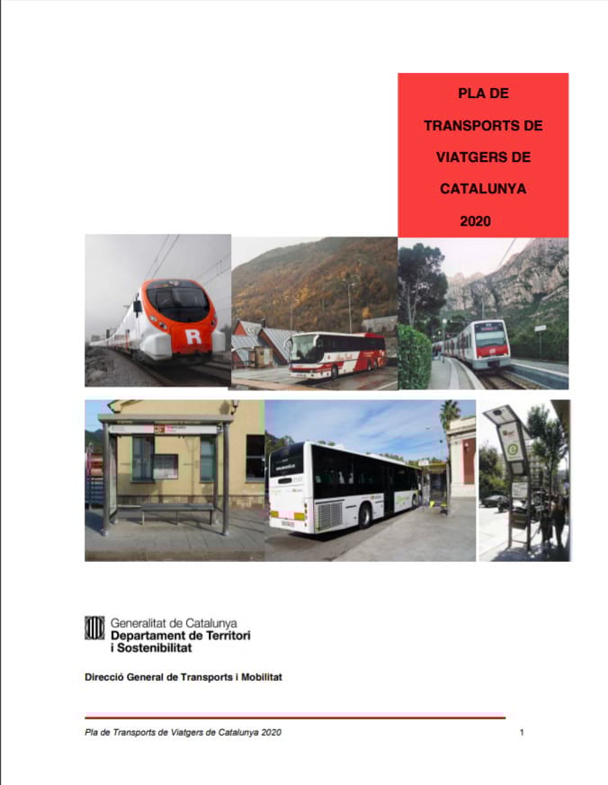 Pla de transport de viatgers de Catalunya 2020 Pla de transport de viatgers de Catalunya 2020